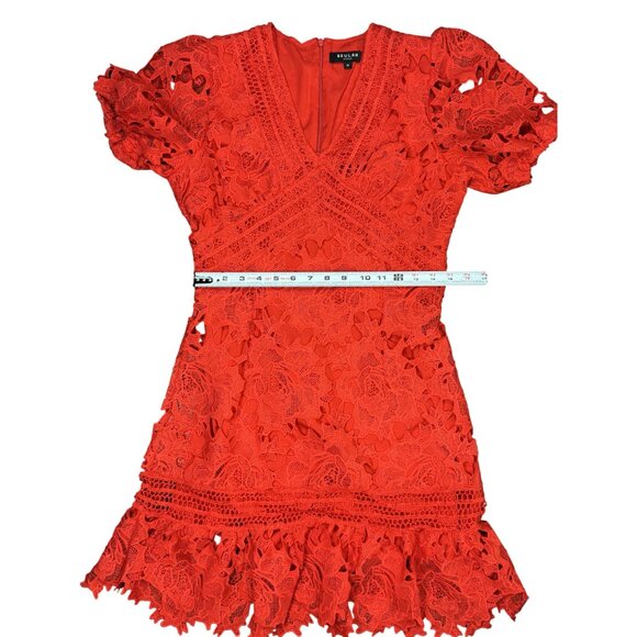 NEW BEULAH STYLE Size M Womens Red Lace Mini Dress Boho Peasant Beach Summer - Picture 14 of 16